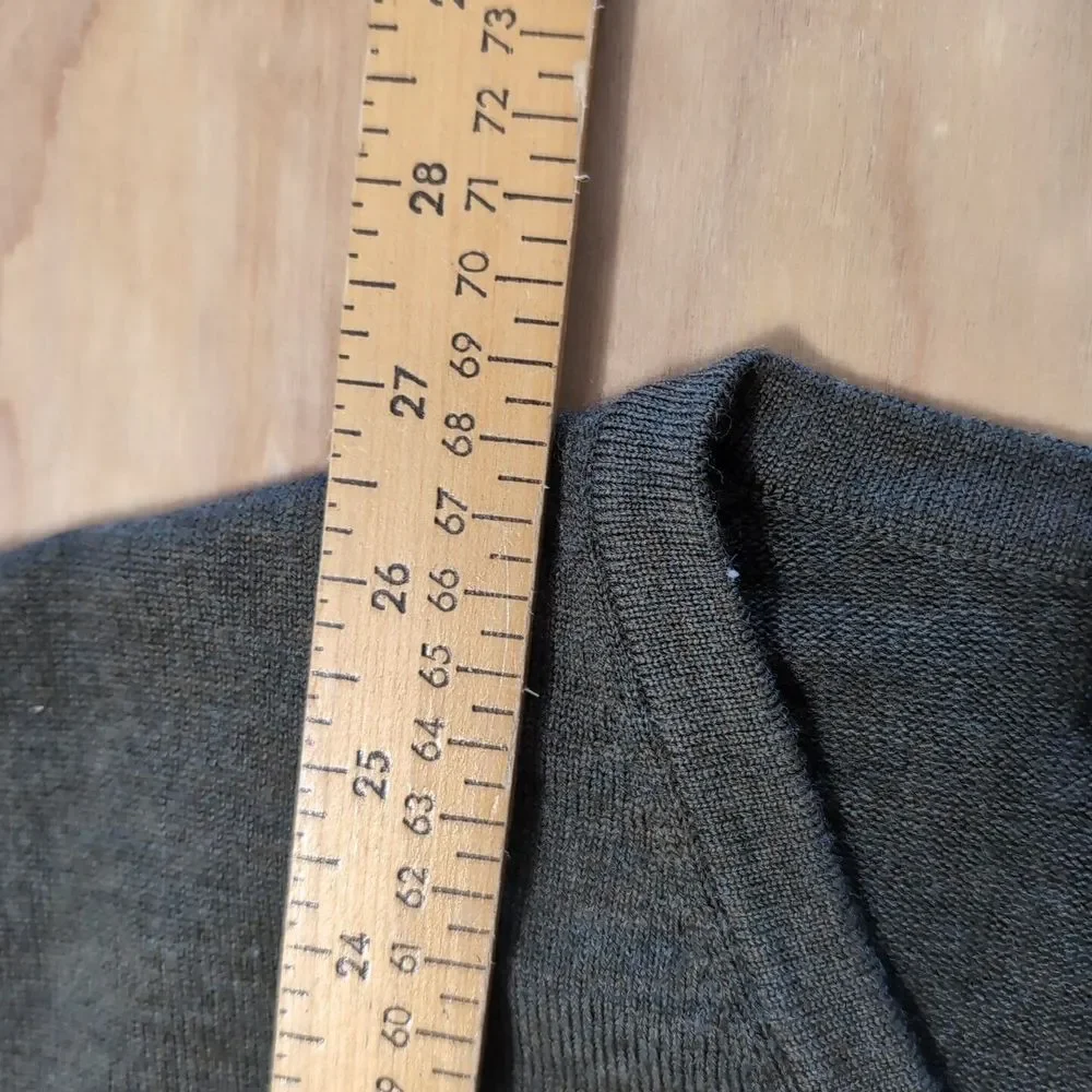Brooks Brothers Stretch Green Extra Fine‎ Merino Wool Nylon V-Neck Sweater Men L